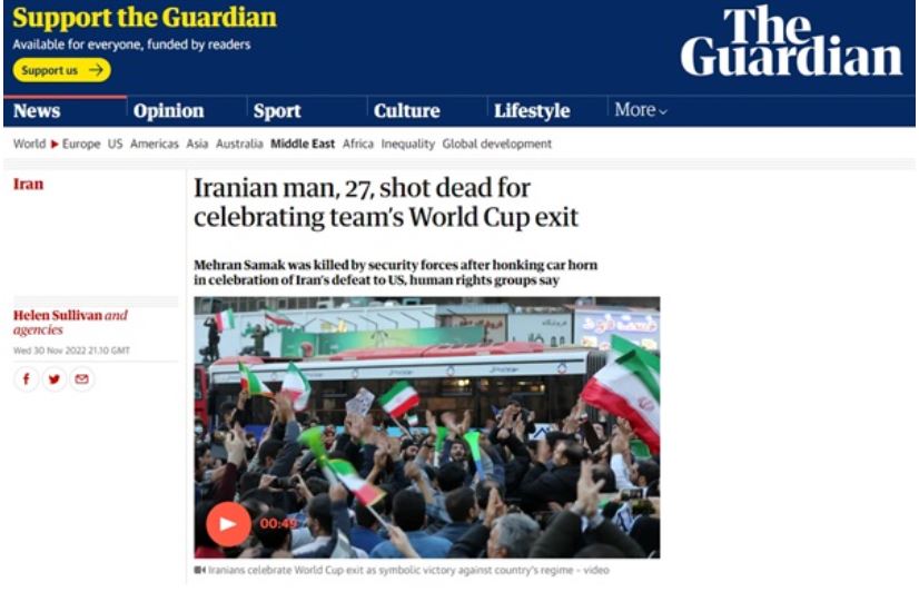 An Iranian man who was cheering for “out of the World Cup”…
